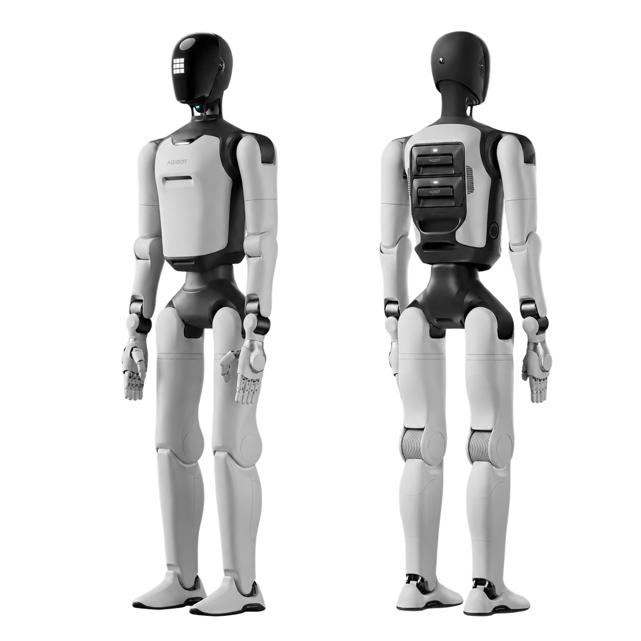 Front and rear technical views of the AGIBOT A3 Ultra